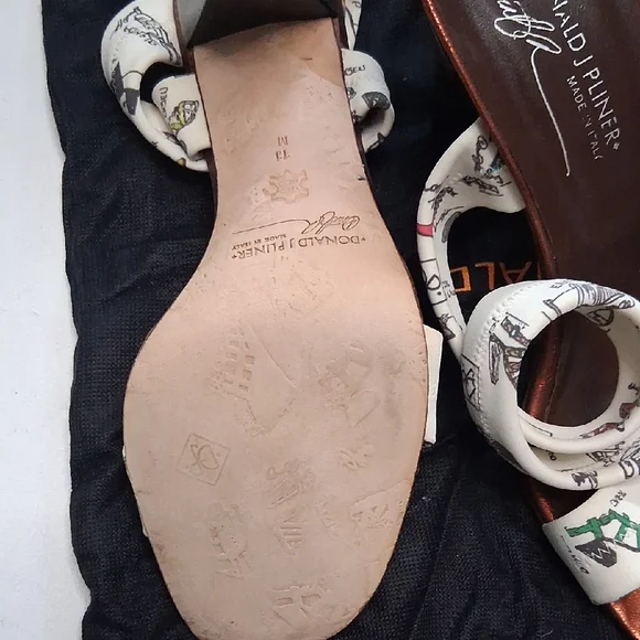 Donald J. Pliner Graphic White and Bronze Sandals - Picture 4 of 4